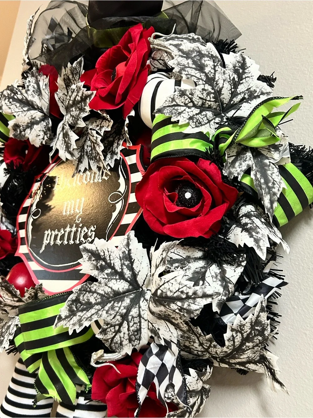 Large Halloween Witch Wreath Welcome My Pretties Wicked Witch Legs Door Decor